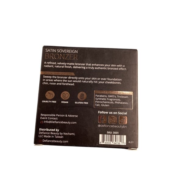 Defiance Beauty Satin Sovereign Bronzer Goddess Glow Vegan 75g Compact Makeup - Picture 4 of 4